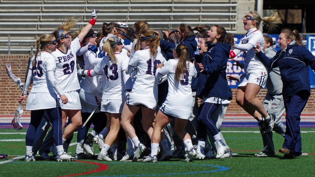 The Penn women's lacrosse team had a lot to celebrate this year, including a big win over Northwestern. (Photo by Don E. Felice/Penn Athletics)