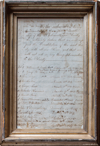 The society’s “constituting declaration,” signed by the 13 charter members of the Class of 1815 at the society's first meeting on October 2, 1813. 