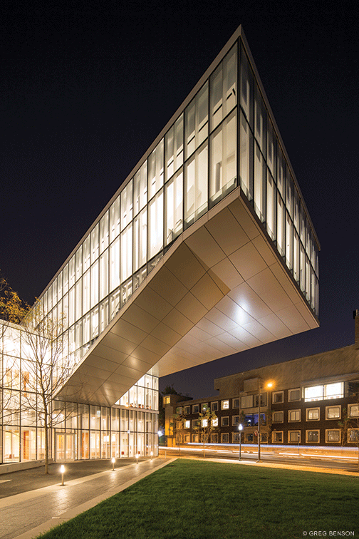 The building’s cantilever section—65-feet-long and suspended two stories high—may be its most awe-inspiring feature.