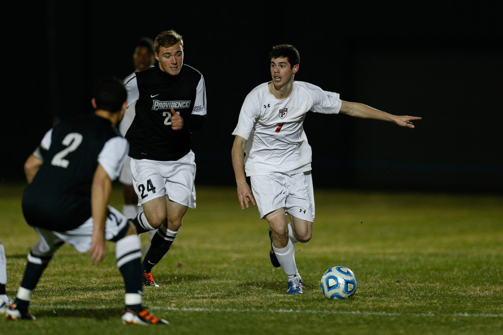 Poplawski started eight games for the men's soccer team in the fall, including this one against Providence in the NCAA tournament.