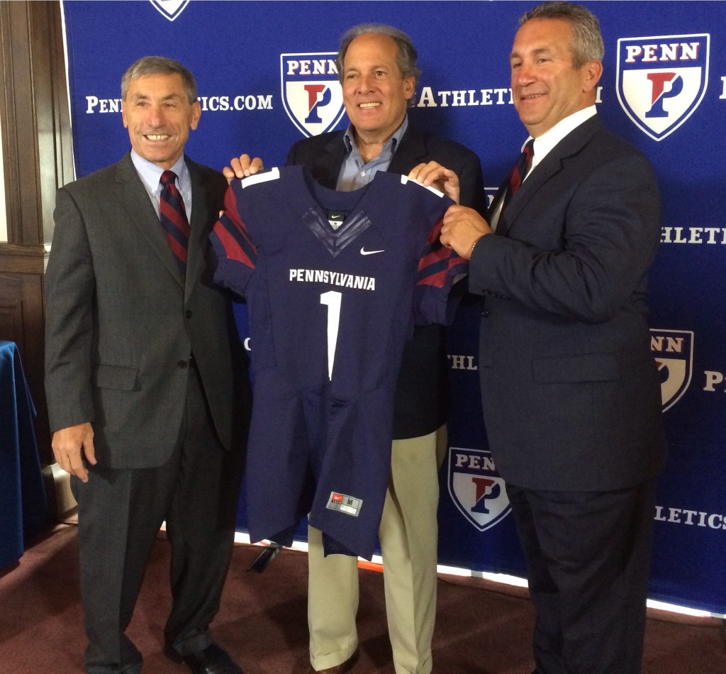 Steve Bilsky, center, announced the retirement of Al Bagnoli, left, and the hiring of Ray Priore, right, at a press conference Wednesday.