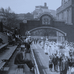 archival photo of alumni day parade
