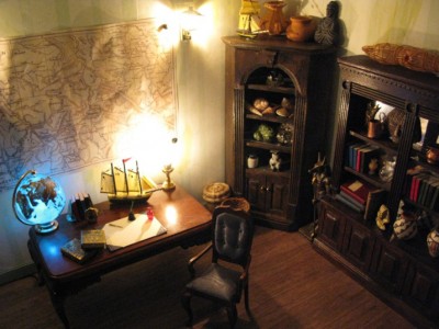 Jules Verne's office interior, with lighting