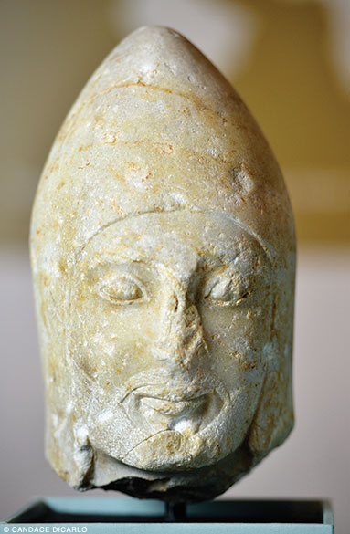 Marble Persian head with tiara (symbol of power and sovereignty), late sixth-early fifth century BCE.