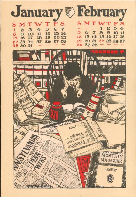 Calendar of the University of Pennsylvania, 1905, illustrated by Thornton Oakley. (Image used courtesy of the University of Pennsylvania Archives)
