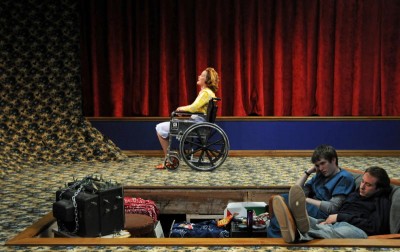 A scene from Bernfield's play, Stretch (a fantasia), produced by New Georges in 2008. (Photo by Jim Baldassare.)