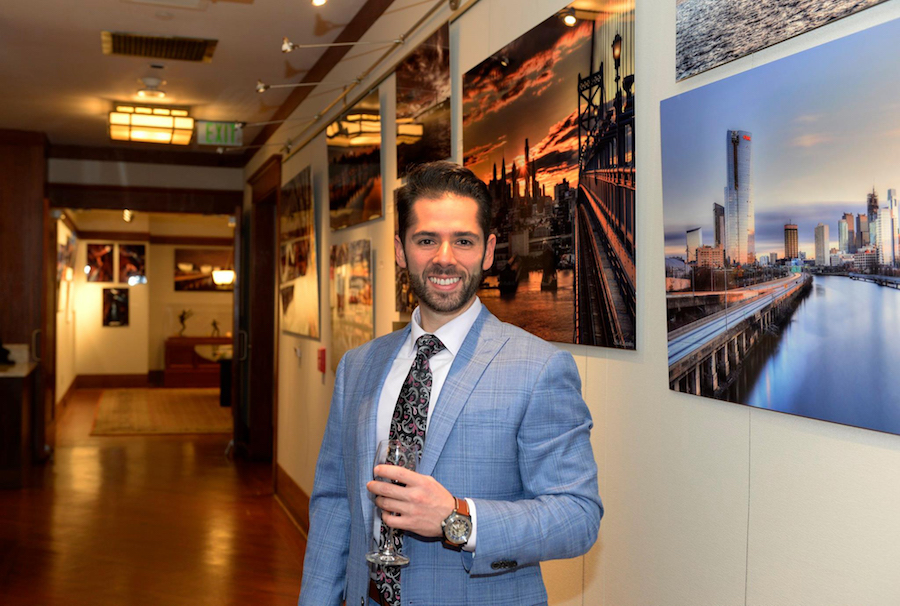 Mark Ayzenberg C’09 at the opening for Burrison Gallery exhibition.