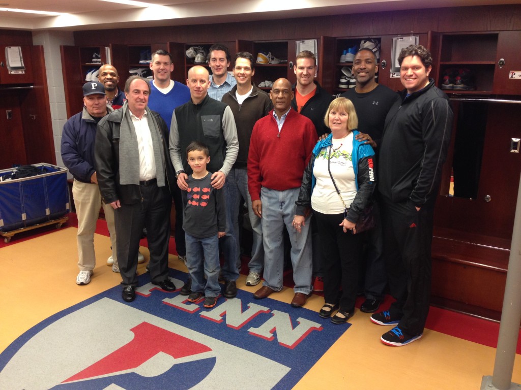 From a March 2014 reunion. Front row, left to right: Phil Samko, Fran Dunphy, Jamie Lyren, Gil Jackson, Peggy Kowalksi Eric Moore. Back row, left to right: Jerome Allen, Tim Krug, Bill Guthrie, Scott Kegler, Andy Baratta, Shawn Trice (courtesy of Scott Kegler).