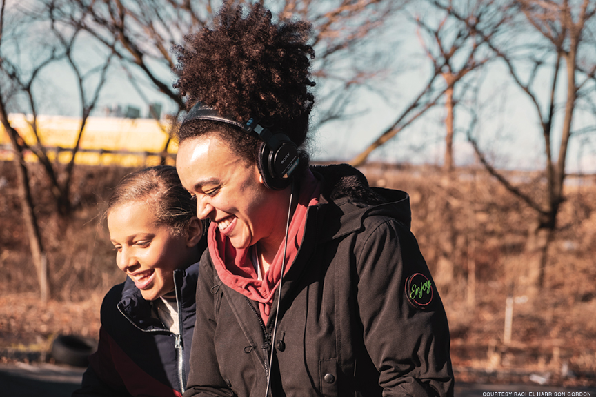 Photo of Rachel Harrison Gordon and Indigo Hubbard-Salk on location for the film Broken Bird.