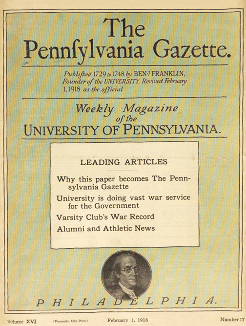 Cover of the Pennsylvania Gazette Vol XVI No 17