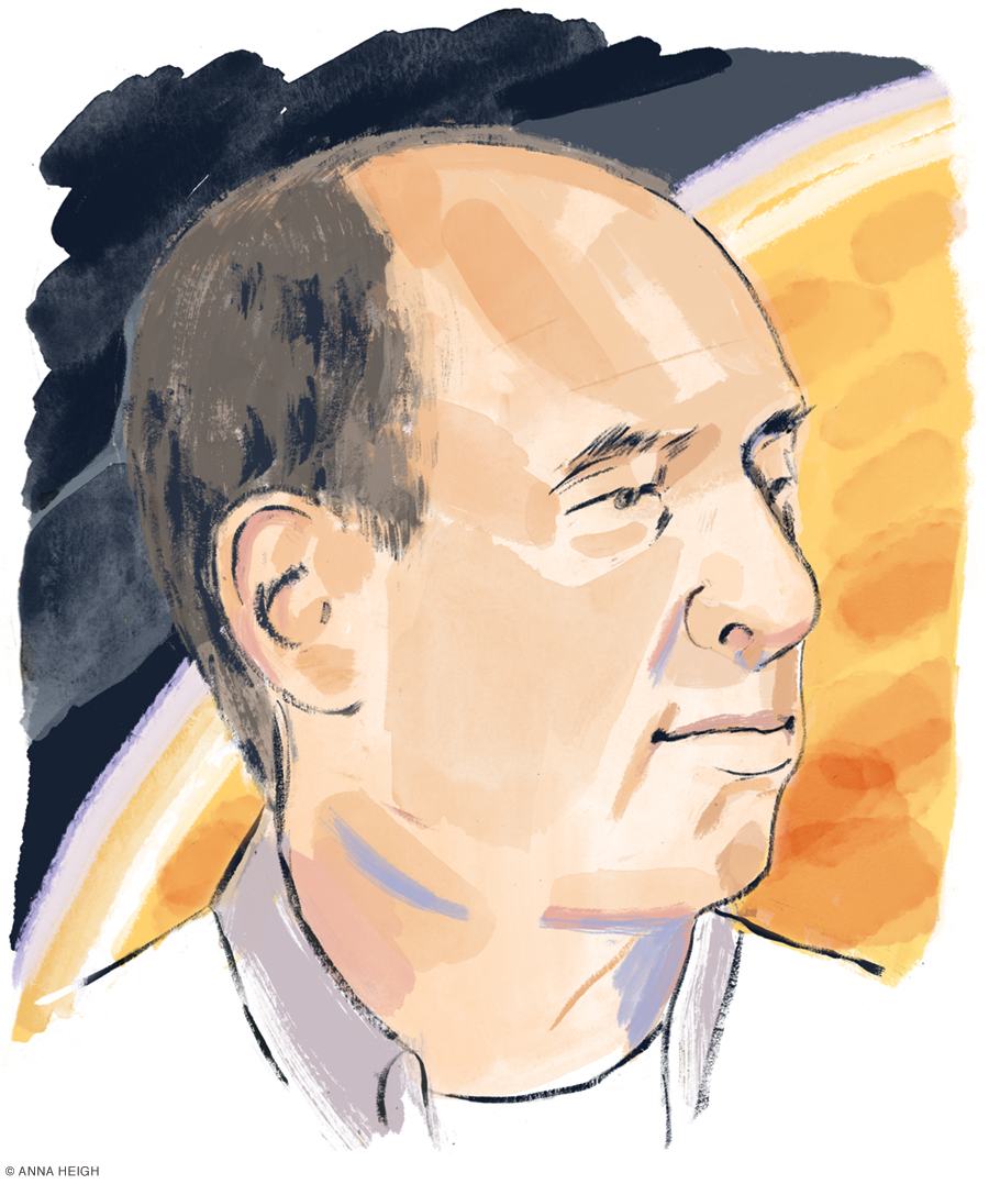 illustrated portrait of Larry Kahn