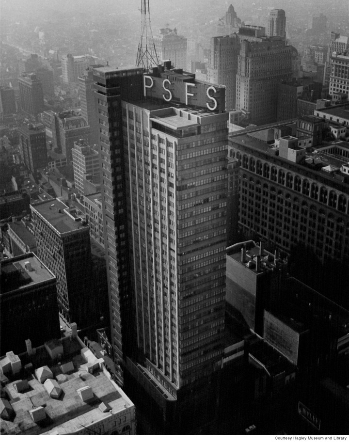 Bird's eye view of The PSFS headquarters in Philadelphia