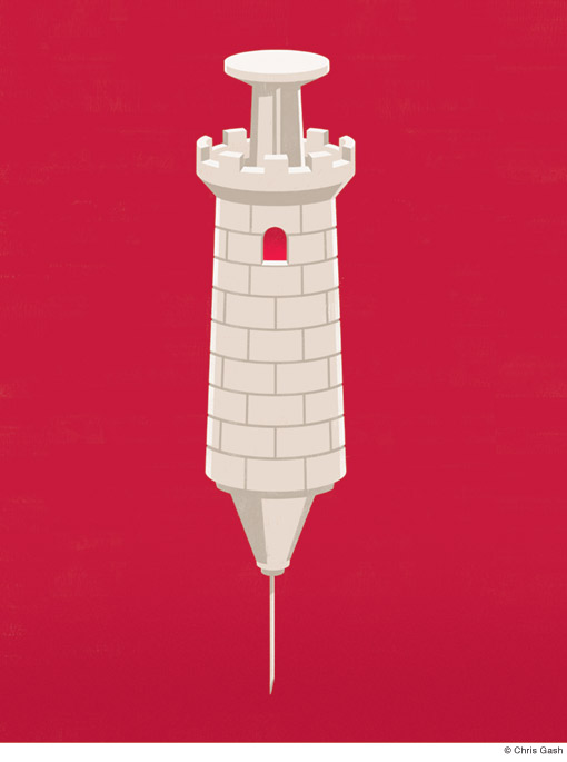 Illustration of a turret as hypodermic needle