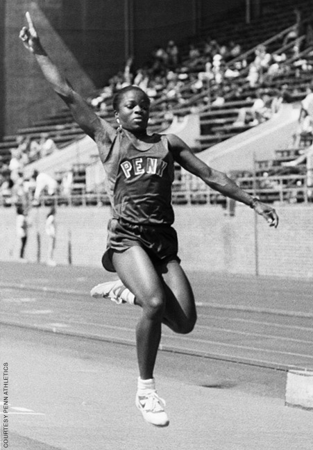 Photo of Ruthlyn Greenfield Webster competing at a track and field event