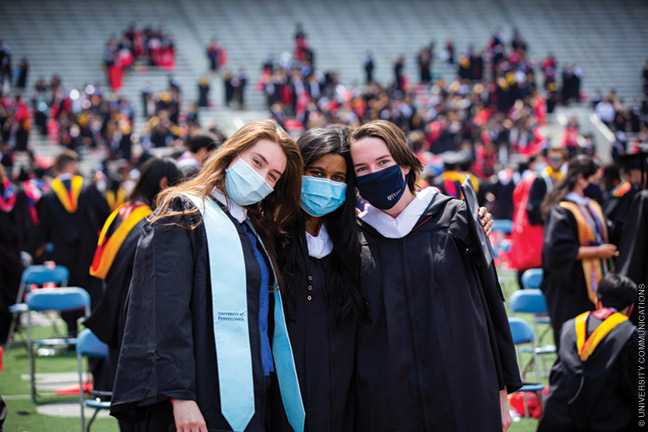Photo of graduating seniors at Penn commencement ceremony 2021