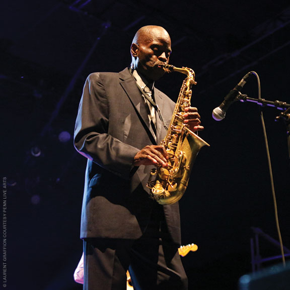 Photo of saxophonist Maceo Parker on stage