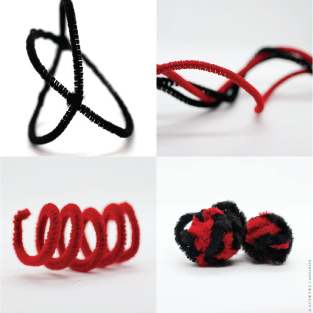 Pipe cleaners twisted into sculptural shapes. Photography by Katherine Cambareri.