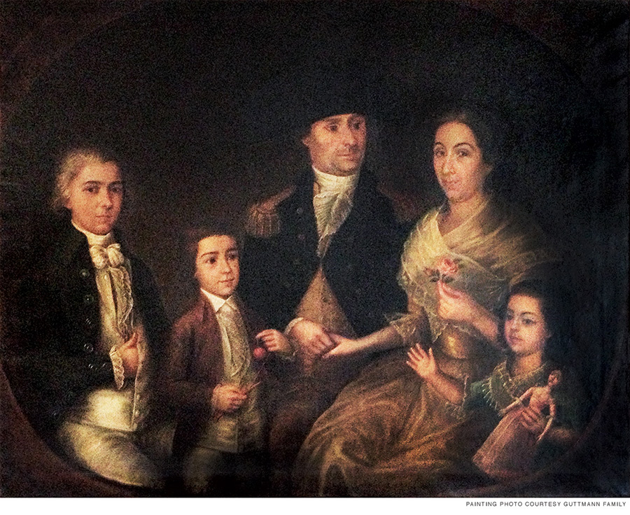 painted portrait of the DuForest family